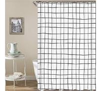 Chickwin Shower Curtain with Hooks, Waterproof Mold Proof Shower Liner Polyester Dry Quickly for Bathroom Decorative Curtains 3D Black and White Pattern (165x180cm,White plaid)