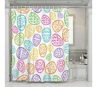 Chickwin Shower Curtain with Hooks, Waterproof Mold-proof Shower Liner Polyester Dry Quickly for Bathroom Decorative Curtains 3D Creative Easter Printing (180x200cm,multicolor eggs)