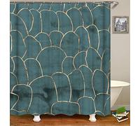 Chickwin Shower Curtain with Hooks, Waterproof Mold-proof Shower Liner Polyester Dry Quickly for Bathroom Decorative Curtains 3D Creative Abstract Printing (Green Leopard,180x200cm)
