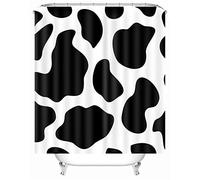 Chickwin Shower Curtains Bathroom, 3D Print Shower Curtains Mould Proof Resistant Washable Shower Curtain Liner Waterproof Bath Curtain with 12 Hooks (Black Cow Print,180x200cm)