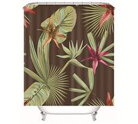 Chickwin Shower Curtains Mould Proof Resistant, 3D Print Polyester Waterproof Bath Curtain with 12 Hooks Washable Shower Curtain Liner Dry Quickly for Bathroom (Tropical Plants,200x200cm)
