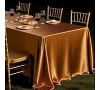 Chickwin Silky Satin Tablecloth Rectangular Solid Color Table Cloth Washable Thickened Polyester for Indoor Outdoor Weddings Hotel Restaurant Banquet Table Decoration (Brown,140x220cm)