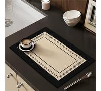 Chickwin Simple Black Beige Style Quick-Drying Mat, Non-Slip Sink Mat, Thermal Insulation Diatomaceous Absorbent Drainer, for Kitchen Sink Coffee Machine Dish Rack Washable (Black Beige 2,30x40cm)