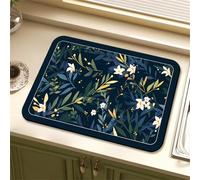 Chickwin Simple Green Leaf Print Quick-Drying Mat, Non-Slip Sink Mat, Thermal Insulation Diatomaceous Absorbent Drainer, for Kitchen Sink Coffee Machine Dish Rack Washable (Jungle,40x50cm)