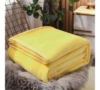 Chickwin Simple Style Flannel Fleece Throw Blanket, Solid Color Fluffy Blankets Microfiber Throw Blanket Warm Thick Soft Comfortable Sofa Throws Winter Blanket for Bed (120x200cm,Yellow)