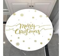Chickwin Snowflake Christmas Waterproof Round Tablecloth Elastic Edged Fitted Table Cover, Stain Resistant Elasticated Round Tablecloths for Circular Table (Golden Snowflake A,Diameter 90cm)