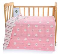 Chickwin Soft Cotton Muslins Swaddle Blanket for Newborn/Baby, Cartoon Jacquard Warm 6 Layers Muslins Cloths Bath Towel Toddler Baby Shower Pram Cot Bed Sleeping Throw Quilt (Pink Chick,110x110cm)