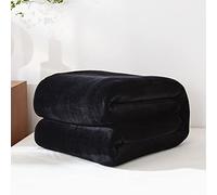 Chickwin Solid Color Flannel Blanket Throw Large for Sofa Warm Cozy Fluffy Blanket Soft Fleece Blankets Lightweight Microfiber Throw Blanket for Couch Chairs Bed (Black,120x200cm)