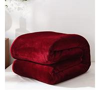 Chickwin Solid Color Flannel Blanket Throw Large for Sofa Warm Cozy Fluffy Blanket Soft Fleece Blankets Lightweight Microfiber Throw Blanket for Couch Chairs Bed (Wine red,100x120cm)