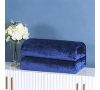 Chickwin Solid Color Fluffy Flannel Blanket Throw Large for Sofa Warm Cozy Fluffy Blanket Soft Fleece Blankets Lightweight Microfiber Throw Blanket for Baby Bed Couch Chairs (Dark blue,150x200cm)