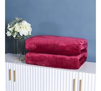 Chickwin Solid Color Fluffy Flannel Blanket Throw Large for Sofa Warm Cozy Fluffy Blanket Soft Fleece Blankets Lightweight Microfiber Throw Blanket for Baby Bed Couch Chairs (Claret,70x100cm)