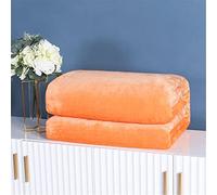 Chickwin Solid Color Fluffy Flannel Blanket Throw Large for Sofa Warm Cozy Fluffy Blanket Soft Fleece Blankets Lightweight Microfiber Throw Blanket for Baby Bed Couch Chairs (Orange,120x200cm)