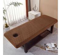 Chickwin Solid Colour Beauty Bed Cover, Massage Bed Cover with Face Hole, Padded Cotton Massage Table Cover Washable Beauty Spa Fitted Sheets (Coffee Plaid,70x190cm)