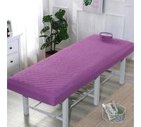 Chickwin Solid Colour Beauty Bed Cover, Massage Bed Cover with Face Hole, Padded Cotton Massage Table Cover Washable Beauty Spa Fitted Sheets (Deep Purple,80x190cm)