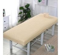 Chickwin Solid Colour Beauty Bed Cover, Massage Bed Cover with Face Hole, Padded Cotton Massage Table Cover Washable Beauty Spa Fitted Sheets (Khaki,70x185cm)