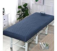 Chickwin Solid Colour Beauty Bed Cover, Massage Bed Cover with Face Hole, Padded Cotton Massage Table Cover Washable Beauty Spa Fitted Sheets (Navy Blue,80x190cm)