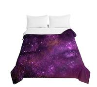 Chickwin Starry Sky Quilt Bed Throws Cotton Filling Single Double King Size, Lightweight Comforter Reversible Bedroom Quilted Bedspreads Coverlets for All Season (200x230cm,Purple)