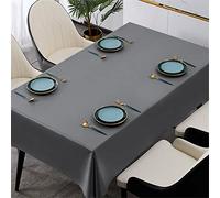Chickwin Tablecloths Wipeable PVC, Rectangular Oilcloth Wipe Clean Tablecloth Plastic Waterproof Modern Solid Color Nordic Style Table Cover for Home Kitchen Party Picnic (140x140cm,Dark Grey)