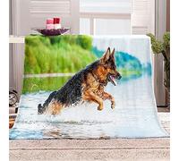 Chickwin Throw Flannel Blankets for Sofas, Kawaii Dog Print Microfiber Warm Soft Fluffy Lightweight Home Bed Cover Bedspread All Season for Kids Adult Armchairs Couch (80x120cm,German Shepherd)