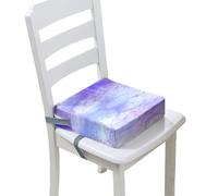 Chickwin Toddler Baby Booster Seat, Kid Infant Dining Chair Pads Tie Dye Pattern Washable Chair Increasing Cushion Child Dismountable Portable Travel Cushion with Straps (32x32x8cm,Purple)