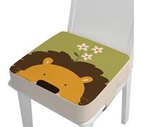 Chickwin Toddler Baby Booster Seat, Kid Infant Dining Chair Pads Washable Chair Increasing Cushion Child Dismountable Portable Travel Cushion with 2 Adjustable Straps (Lion,40x40x10cm)