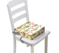 Chickwin Toddler Baby Booster Seat, Kid Infant Dining Chair Pads Washable Chair Increasing Cushion Child Dismountable Portable Travel Cushion with Straps - Egg Motif (32x32x8cm,Bird)