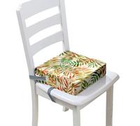 Chickwin Toddler Baby Booster Seat, Kid Infant Dining Chair Pads Washable Chair Increasing Cushion Child Dismountable Portable Travel Cushion with 2 Adjustable Straps (Tropical Plants 9,32x32x8cm)