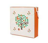 Chickwin Toddler Baby Booster Seat, Kid Infant Owl Squirrel Apple Print Dining Chair Pads Washable Chair Increasing Cushion Child Dismountable Portable Travel Cushion with Straps (32x32x8cm,Orange)