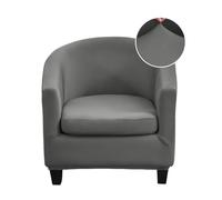 Chickwin Tub Chair Covers 2 Piece Club Chair Covers Armchair Slipcover with Seat Cover Removable Solid Color Bucket Chair Covers Furniture Protector for Club Bar Office Reception (Grey)
