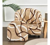 Chickwin Tub Chair Covers 2 Piece Club Chair Covers Armchair Slipcover with Seat Cover Removable Washable Bucket Chair Covers Furniture Protector for Club Office Reception, Nordic Style (Brown)