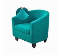 Chickwin Tub Chair Covers 2 Piece Solid Color Club Chair Covers Armchair Slipcover with Seat Cover Removable Washable Furniture Protector for Club Office Reception (Peacock blue)