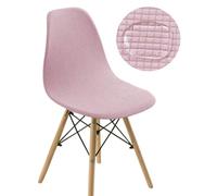 Chickwin Velvet Jacquard Shell Dining Chair Covers Set of 1 2 4 6, Scandinavian Dining Chair Covers Stretch Shell Chair Cover Chair Slipcovers for Round Back Chair (4 Pieces,Pink)