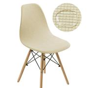 Chickwin Velvet Jacquard Shell Dining Chair Covers Set of 1 2 4 6, Scandinavian Dining Chair Covers Stretch Shell Chair Cover Chair Slipcovers for Round Back Chair (4 Pieces,Cream Color)