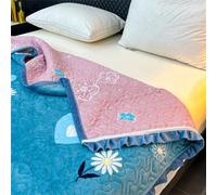 Chickwin Velvet Quilted Bedspread, Love Heart Print Quilted Bedspreads 200x230cm Reversible Bed Throw Embossed Quilt Bedspread Soft Over Large Patchwork Quilts Bed Cover Blanket (Blue Daisy)