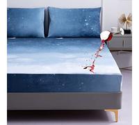 Chickwin Waterproof Fitted Sheets Bedding Sheets with Deep Pocket 25cm, Microfibre Soft Shrinkage Fade Resistant Easy Care Bed Sheets for Single Double King Bed (starry sky,90x200x25cm)