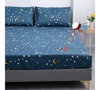 Chickwin Waterproof Fitted Sheets Bedding Sheets with Deep Pocket 25cm, Microfibre Soft Shrinkage Fade Resistant Easy Care Bed Sheets for Single Double King Bed (star moon,90x200x25cm)