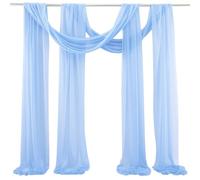 Chickwin Wedding Arch Draping 100D Chiffon Fabric, 2 Panels Solid Color Sheer Backdrop Curtain Drapery Wedding Archway Swag Decorations for Ceremony Stage Party Backdrop Ceiling (Blue,70x550cm)