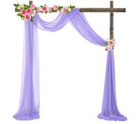 Chickwin Wedding Arch Draping Chiffon Fabric, 1 Panels Sheer Backdrop Curtain Drapery Wedding Archway Swag Decorations for Ceremony Stage Party Backdrop Ceiling Drapes (Purple,75x600cm)