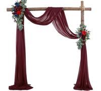 Chickwin Wedding Arch Draping Chiffon Fabric, 1 Panels Sheer Backdrop Curtain Drapery Wedding Archway Swag Decorations for Ceremony Stage Party Backdrop Ceiling Drapes (Dark Wine Red,75x600cm)
