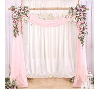 Chickwin Wedding Arch Draping Chiffon Fabric, 1 Panels Sheer Backdrop Curtain Drapery Wedding Archway Swag Decorations for Ceremony Stage Party Backdrop Ceiling Drapes (Light Peach,75x400cm)