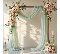 Chickwin Wedding Arch Draping Chiffon Fabric, 1 Panels Sheer Backdrop Curtain Drapery Wedding Archway Swag Decorations for Ceremony Stage Party Backdrop Ceiling Drapes (Gray Green,75x400cm)