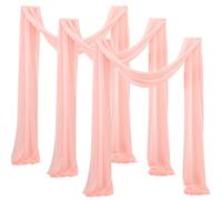 Chickwin Wedding Arch Draping Chiffon Fabric, 3pcs Sheer Backdrop Curtain Drapery Wedding Archway Swag Decorations for Ceremony Stage Party Backdrop Ceiling Drapes (Light Pink,75x600cm)