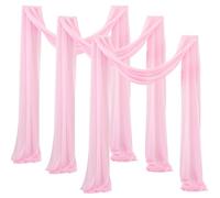 Chickwin Wedding Arch Draping Chiffon Fabric, 3pcs Sheer Backdrop Curtain Drapery Wedding Archway Swag Decorations for Ceremony Stage Party Backdrop Ceiling Drapes (Pink,75x550cm)