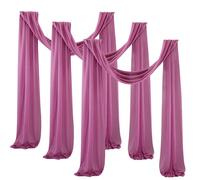 Chickwin Wedding Arch Draping Chiffon Fabric, 3pcs Sheer Backdrop Curtain Drapery Wedding Archway Swag Decorations for Ceremony Stage Party Backdrop Ceiling Drapes (Bean Pink,75x550cm)
