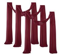 Chickwin Wedding Arch Draping Chiffon Fabric, 3pcs Sheer Backdrop Curtain Drapery Wedding Archway Swag Decorations for Ceremony Stage Party Backdrop Ceiling Drapes (Wine Red,75x300cm)