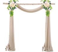 Chickwin Wedding Arch Draping with 2 Ribbons, Chiffon Sheer Backdrop Curtain Drapery, Wedding Archway Swag Decorations for Ceremony Stage Party Backdrop Ceiling Drapes (Taupe,75x1000cm)