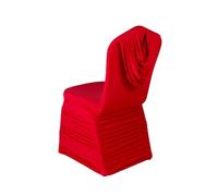 Chickwin Wedding Chair Cover Spandex, Pleated Design Stretch Universal Polyester Wedding Chair Covers Slipcovers Washable for Decoration Party Banquet Celebration (Red,2 Pieces)