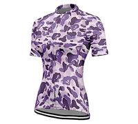 Chickwin Womens Cycling Jersey Short Sleeve, Leopard Print Summer Cycling Tops Ladies Breathable Mesh Quick Dry Mountain Bike Jersey Bicycle t Shirt MTB Bike Cycling Clothing Purple