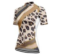 Chickwin Womens Cycling Jersey Short Sleeve, Leopard Print Summer Cycling Tops Ladies Breathable Mesh Quick Dry Mountain Bike Jersey Bicycle t Shirt MTB Bike Cycling Clothing