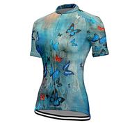 Chickwin Womens Cycling Tops Short Sleeve, Butterfly Print Summer Cycling Jerseys Ladies Breathable Quick Dry Mountain Bike Jersey Bicycle t Shirt MTB Bike Cycling Clothing